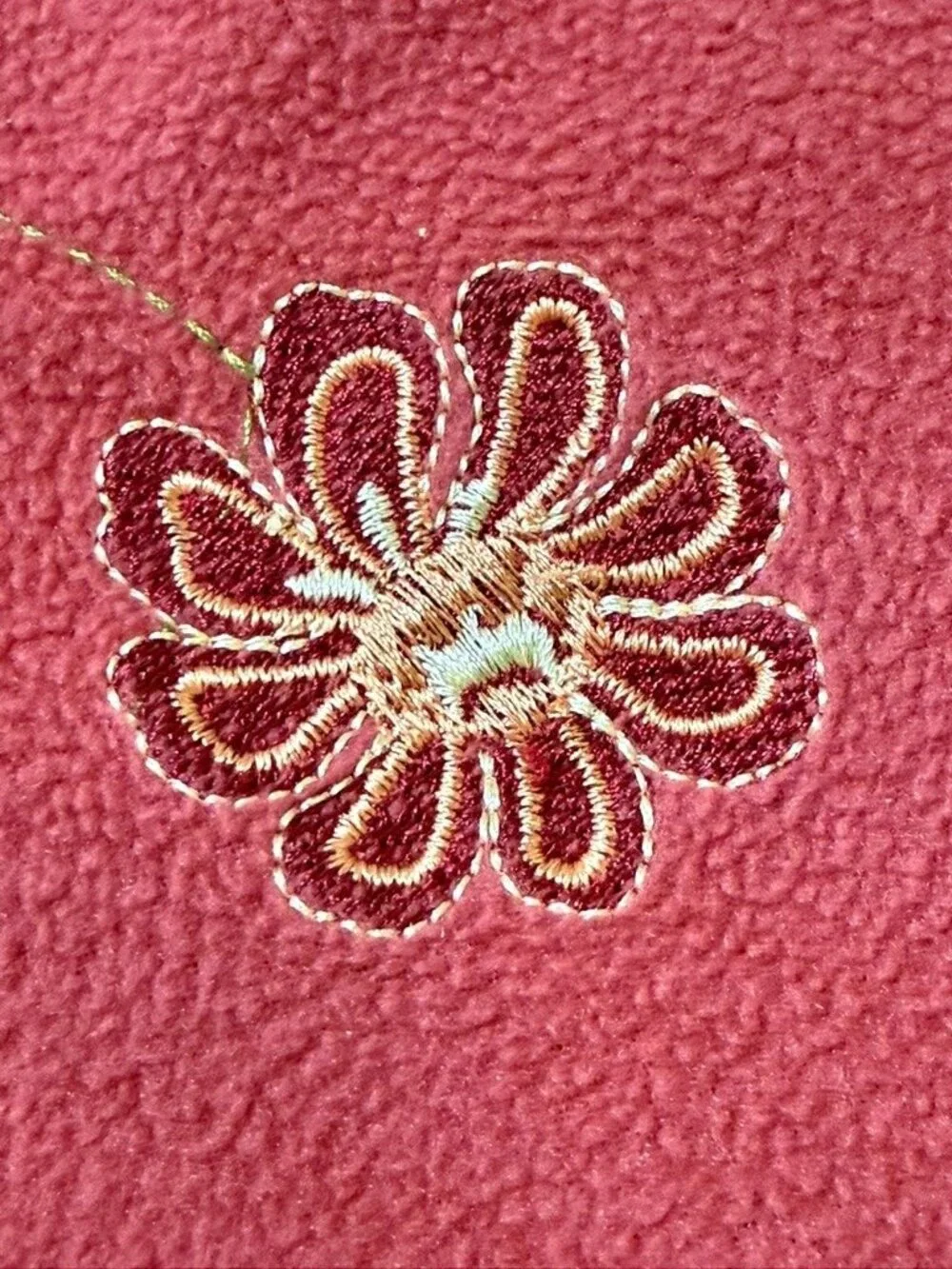 Handmade Throw Fleece Lap Blanket Coral Embroidered Floral 68